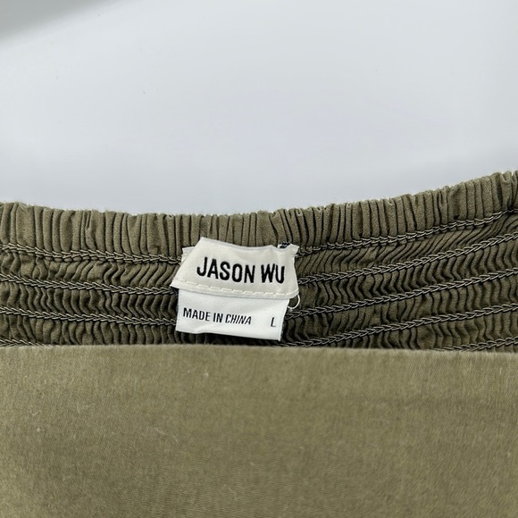 Jason Wu Cottagecore Romantic Feminine Peasant Luxury Olive PuffSleeveBlouse SzL - Picture 9 of 11